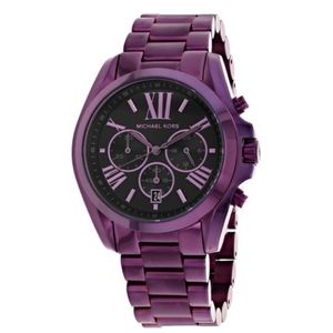 NWT Michael Kors Plum Chrono Stainless Steel Watch